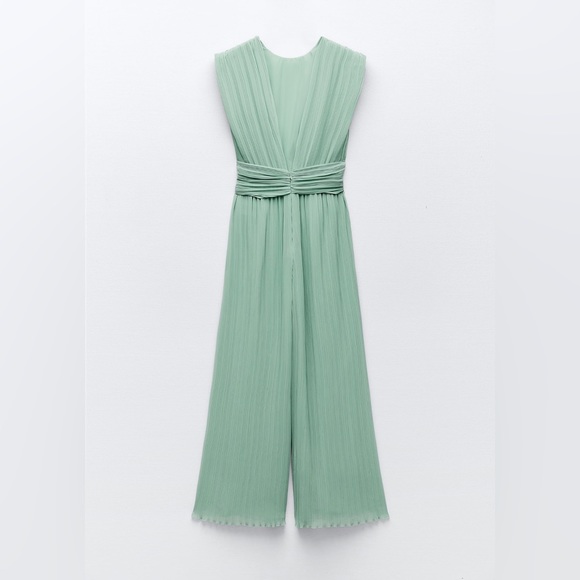 ZARA CLASSY KNOTTED PLEATED JUMPSUIT - Picture 9 of 9